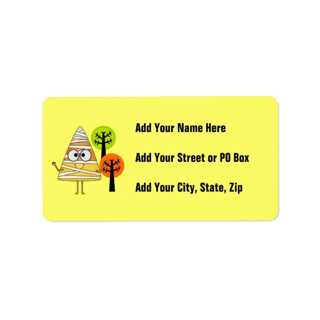 Candy Corn Mummy Halloween Adressaufkleber (Vorne)