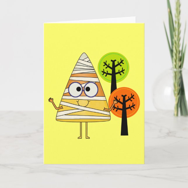 Candy Corn Mummy Halloween Karte (Vorderseite)