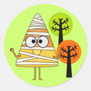 Candy Corn Mummy Halloween Runder Aufkleber
