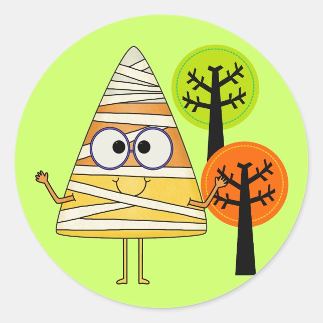 Candy Corn Mummy Halloween Runder Aufkleber (Vorderseite)