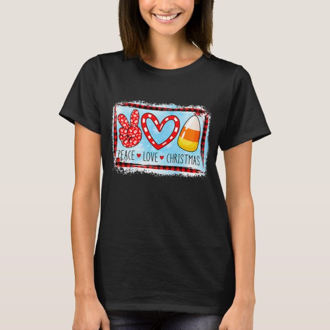 Candy Corn Peace Liebe Weihnachten Weihnachten T-Shirt (Vorderseite)