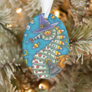 CANDY CORN SEEPFERD WITCH, UNTER DEM MEER HALLOWEE ORNAMENT