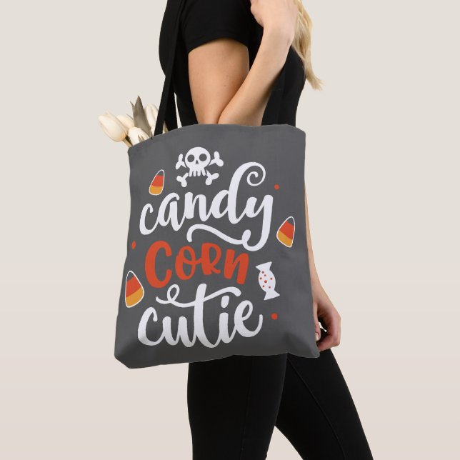 Candy Corn Süsse Modern Fun Gray Halloween Tasche (Von Nahem)