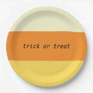 Candy Corn Trick oder behandeln Papierplatten Pappteller