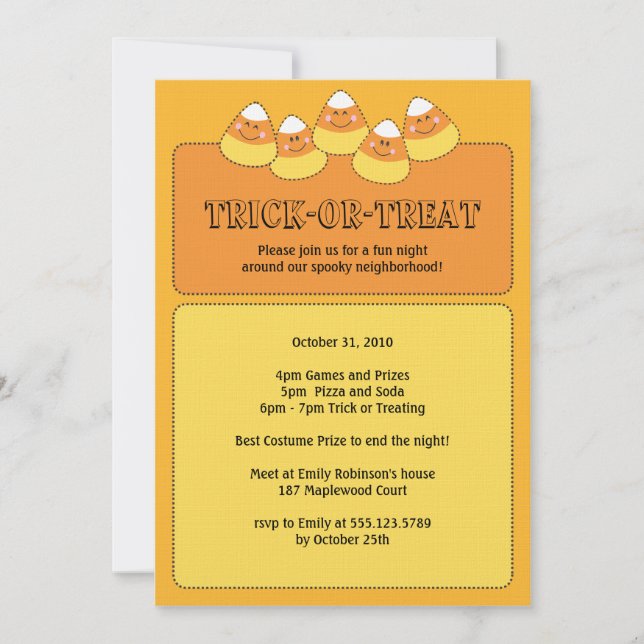 Candy Corn Trick oder Treatment Halloween-Party Einladung (Vorderseite)