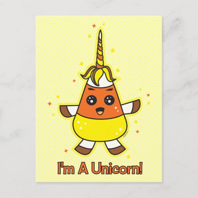 Candy Corn Unicorn Postkarte (Vorderseite)