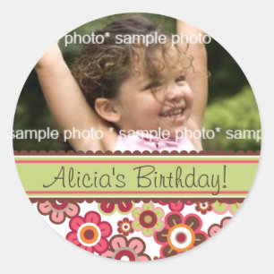 Candy Daisies Muster Geburtstagsgeschenkschild Runder Aufkleber