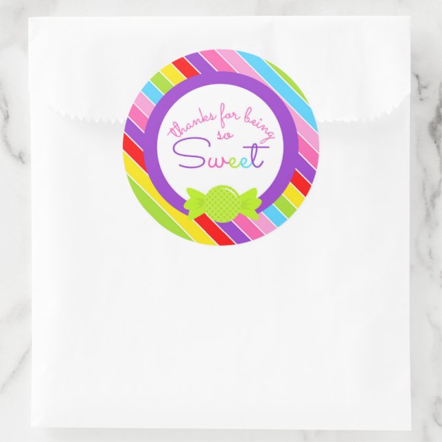 Candy Danke dafür, dass du so süße Regenbogenklebe Runder Aufkleber (Tasche)
