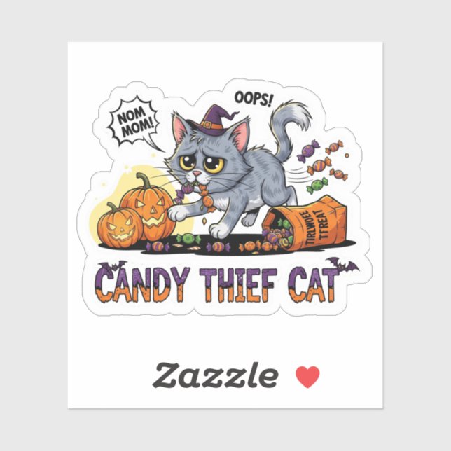 Candy Diief Cat - Funny Halloween Vinyl Sticker (Blatt)
