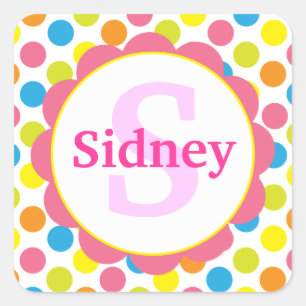Candy Dots Personalisiert Monogram Aufkleber