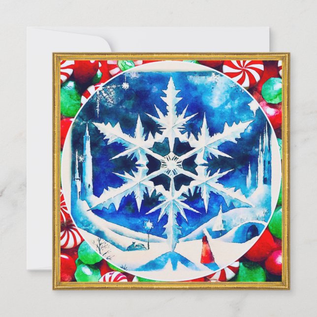Candy Dreams and Christmas Snowflakes Feiertagskarte (Vorderseite)