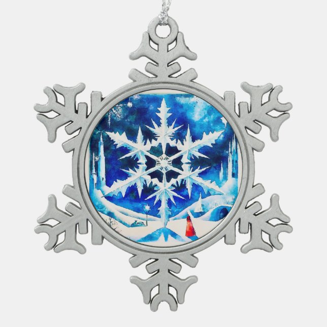 Candy Dreams and Christmas Snowflakes Schneeflocken Zinn-Ornament (Vorderseite)