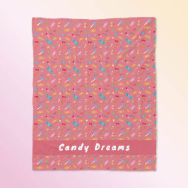 Candy Dreams Coral Rosa personalisierte Flanelldec Fleecedecke