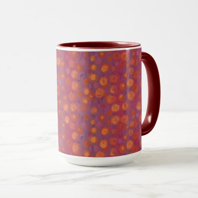 Candy Field, abstraktes Blumenmuster, rosa orange Tasse (VorderseiteRechts)