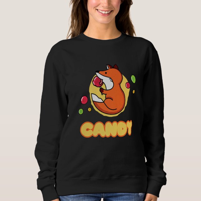 Candy Fox Candy Lollipop Sweets Premium Sweatshirt (Vorderseite)