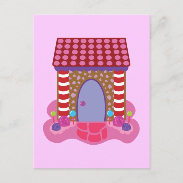 Candy Gingerbread House Postkarte (Vorderseite)