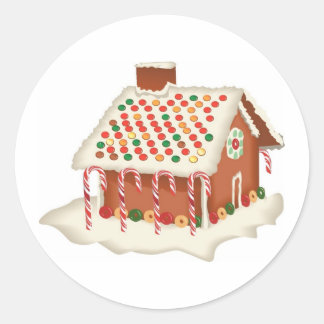 Candy Gingerbread Hütte Runder Aufkleber