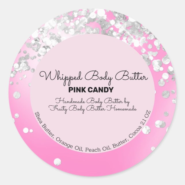 Candy Glitzer Bath Branding Packaging Runder Aufkleber (Vorderseite)
