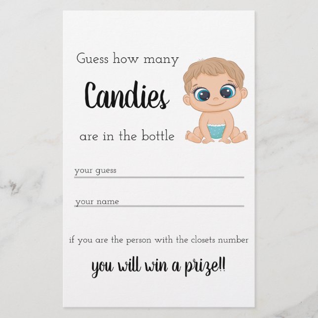 Candy Guessing Game Baby Boy Flyer (Vorne)