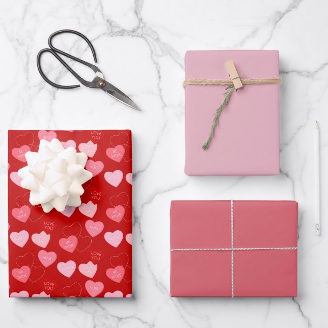 Candy Heart Cascade Geschenkpapier Set (Vorderseite)