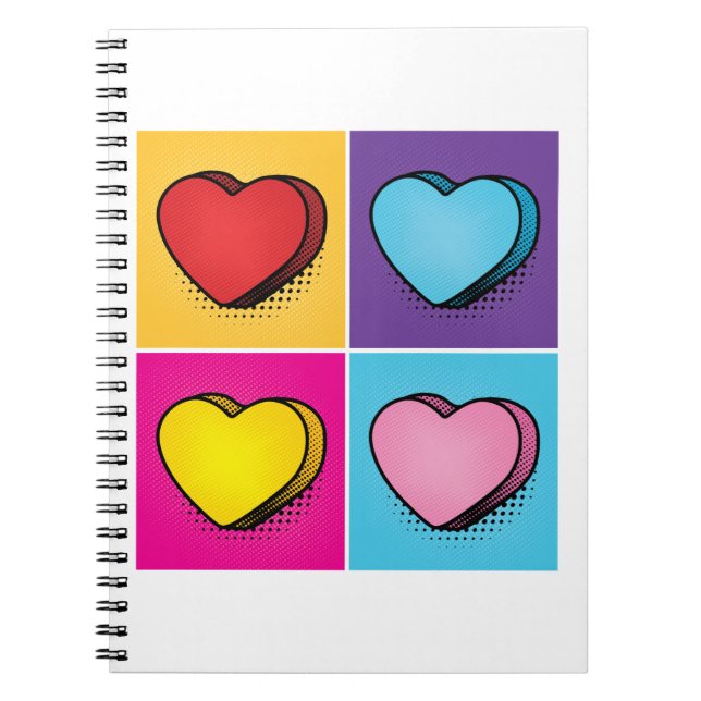 Candy Heart Hearts Pop Kunst, Dichtung und Musik Notizblock (Vorderseite)