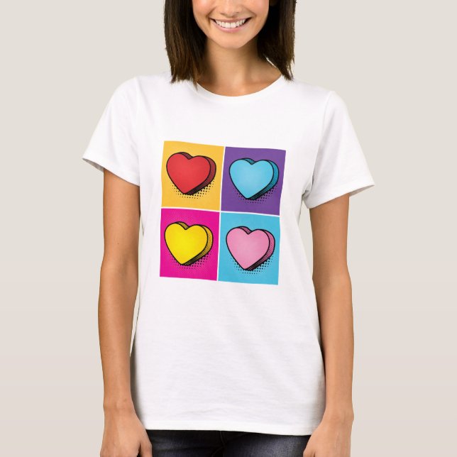 Candy Heart Hearts Pop Kunst, Dichtung und Musik T-Shirt (Vorderseite)