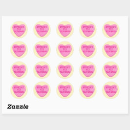 Candy Heart mit benutzerdefiniertem Text-Rosa Herz Runder Aufkleber