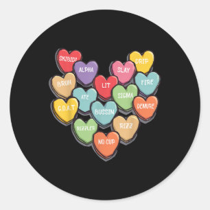 Candy Heart Slang Words Valentinstag für Schule, Runder Aufkleber