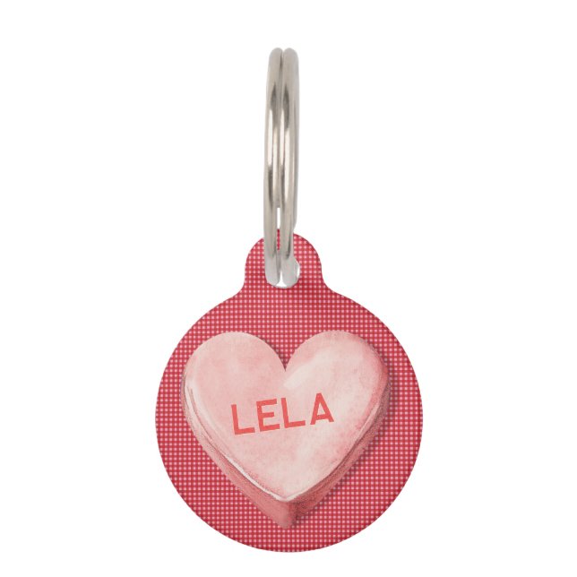 Candy Heart Tier ID Tag Haustiermarke (Vorderseite)
