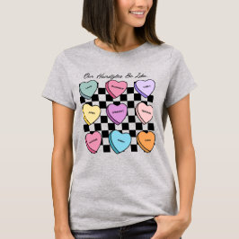 Candy Heart Valentine's Day Black Hair T-Shirt