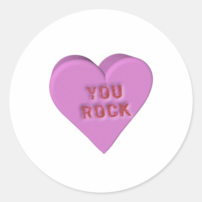 Candy Heart "YOU ROCK" Runder Aufkleber (Vorderseite)