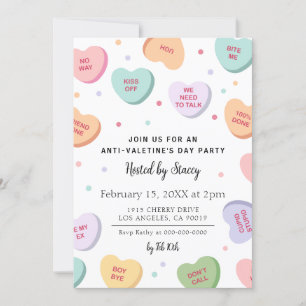 Candy Hearts Anti-Valentine's Day Party Invitation