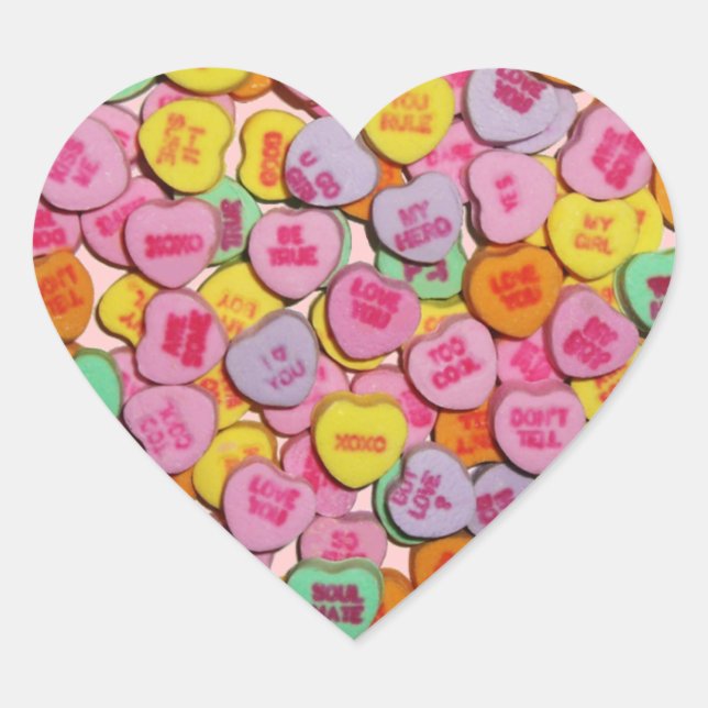 Candy Hearts Herz-Aufkleber (Vorderseite)