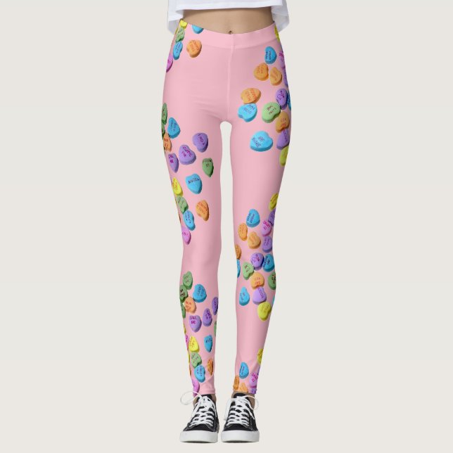 Candy Hearts Leggings Saint Valentin mignonne (Devant)