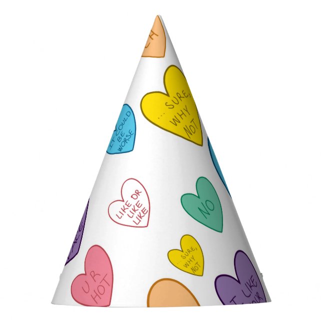 Candy Hearts Partyhütchen (Vorderseite)