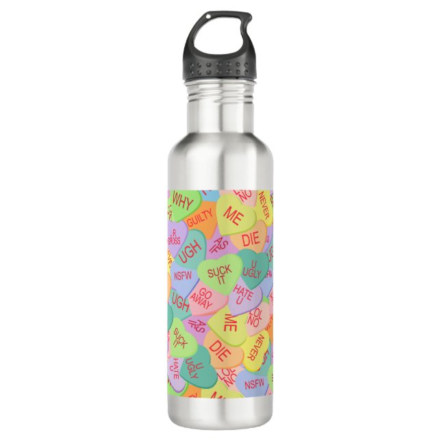 Candy Hearts Pattern - SFW Edelstahlflasche (Vorderseite)