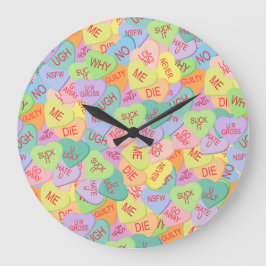Candy Hearts Pattern - SFW Große Wanduhr