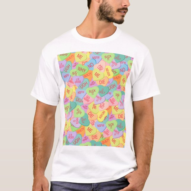 Candy Hearts Pattern - SFW T-Shirt (Vorderseite)