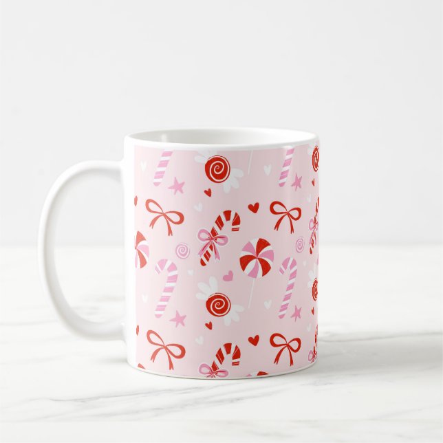 Candy Hearts Pink Holiday Mug (Gauche)