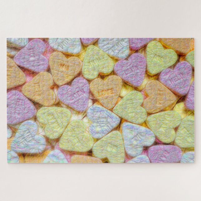 Candy Hearts Pink Yellow Orange Valentines (Horizontal)