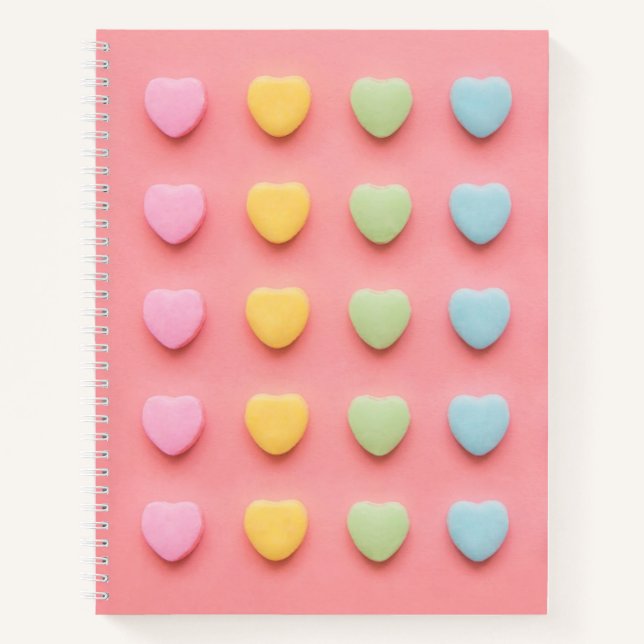 Candy Hearts Portrait Notizbuch (Vorderseite)