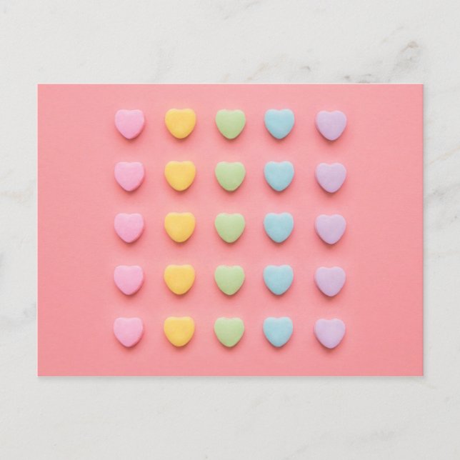 Candy Hearts Portrait Postkarte (Vorderseite)