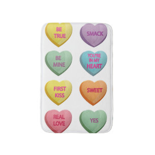 Candy Hearts Sweet Valentine Liebe Nachrichten Badematte