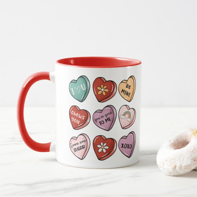 Candy Hearts | Valentine Candy Heart Tasse (Mit Donut)