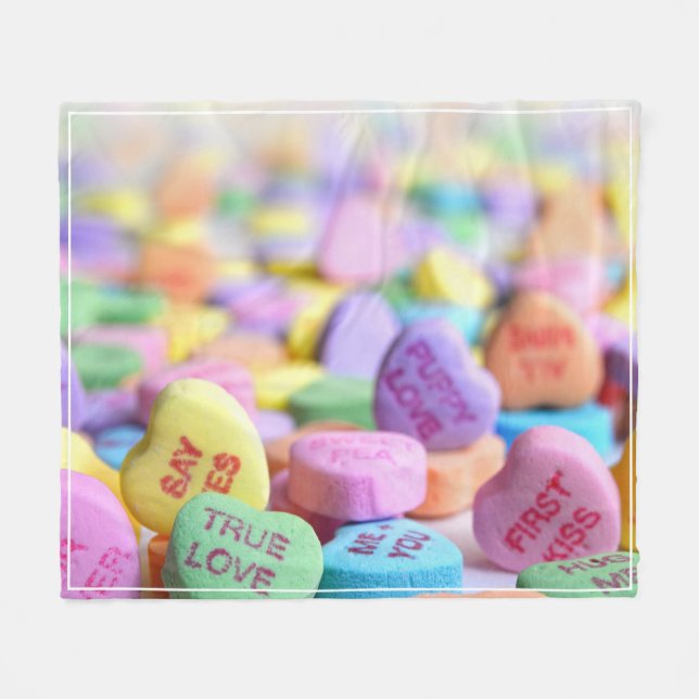 Candy Hearts Valentine Fleecedecke (Vorderseite (Horizontal))