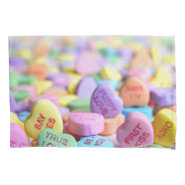 Candy Hearts Valentine Kissenbezug (Vorderseite)