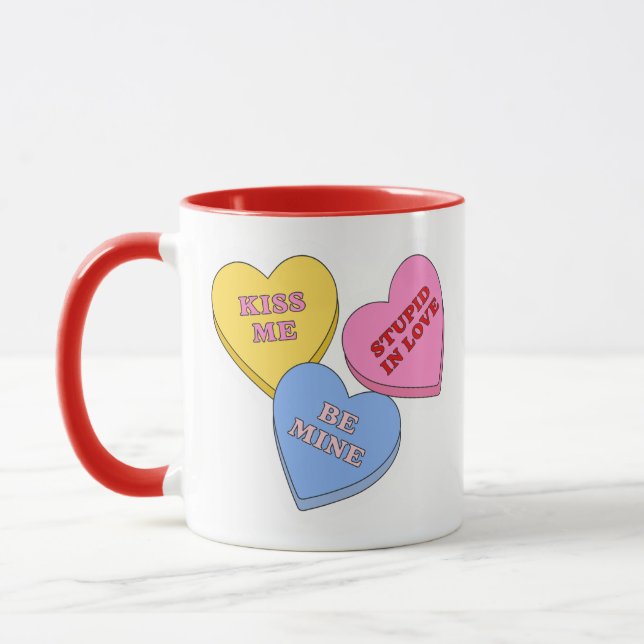 Candy Hearts Valentine's day  Tasse (Links)