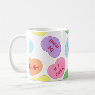 Candy Hearts Valentines Tasse