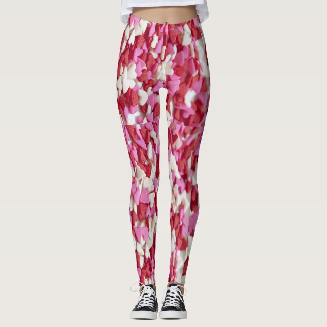 Candy Hearts Valentinstag Leggings (Vorderseite)