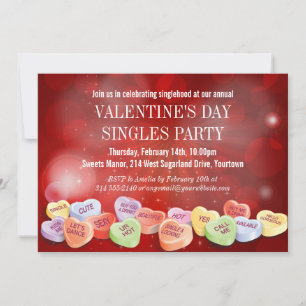 Candy Hearts Valentinstag Single Party Einladung